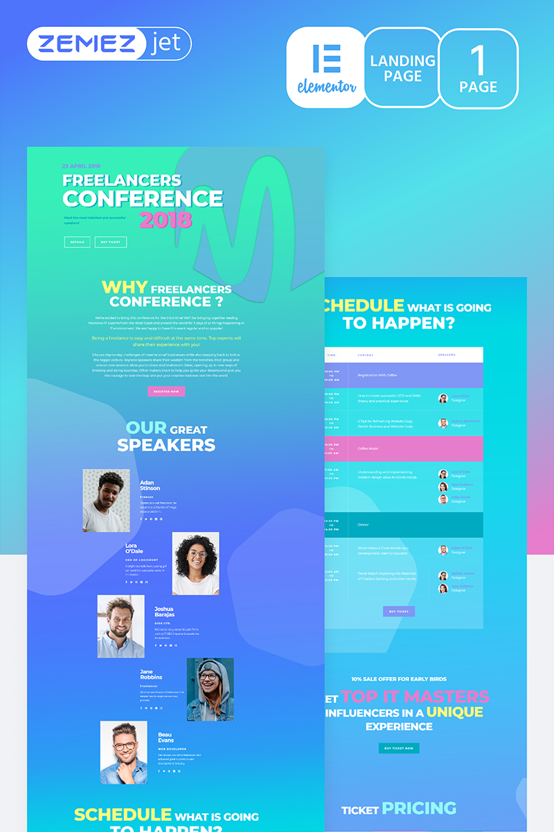 Elementor Vorlage namens "Compasto - IT Conference" #70203 - Screenshot