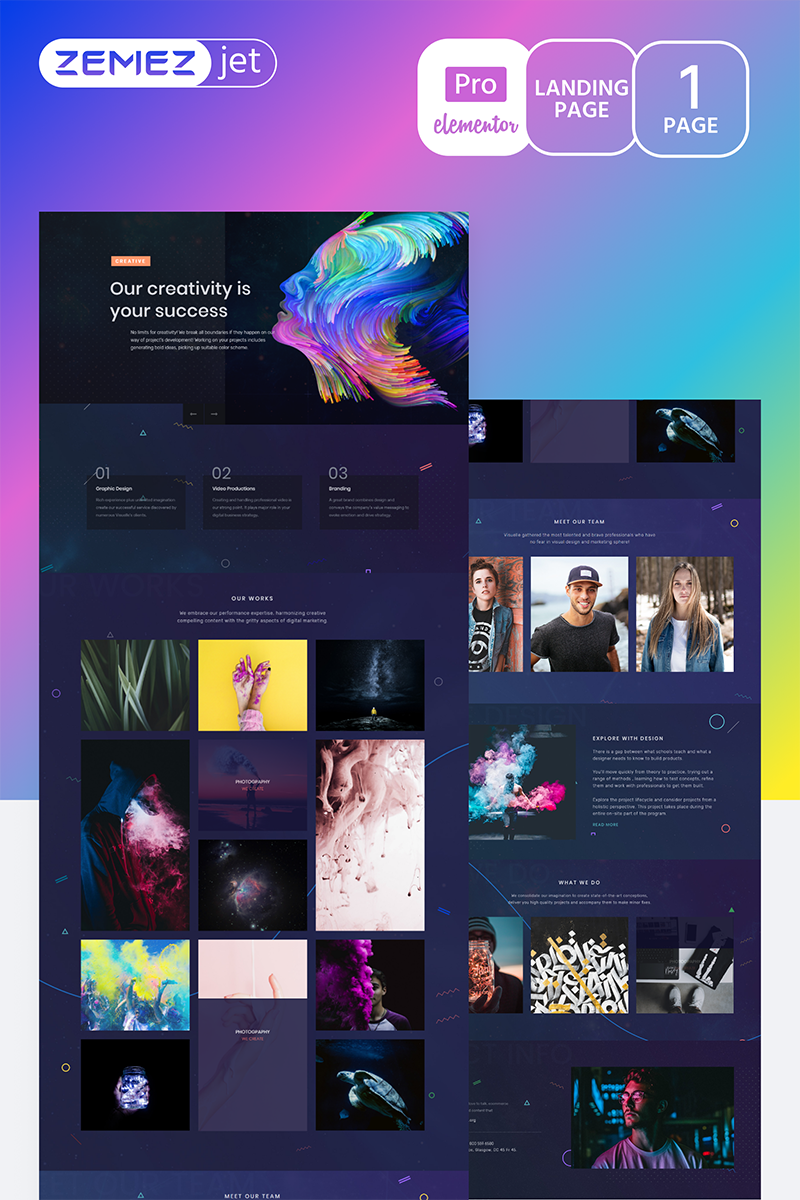 "Graffis - Creative Mondrianism Pro" modèle Elementor #70274 - screenshot