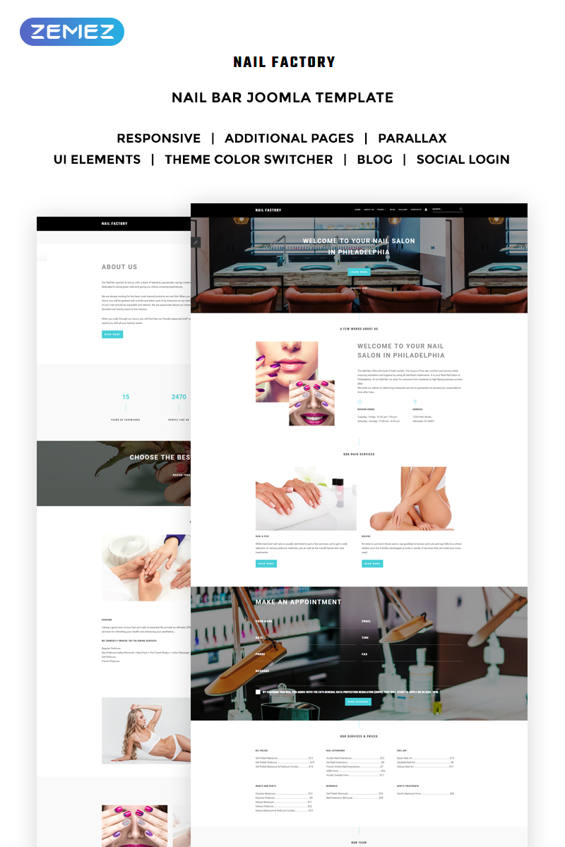 Joomla Vorlage namens "Nail Bar - Attractive Nail Salon" #70220