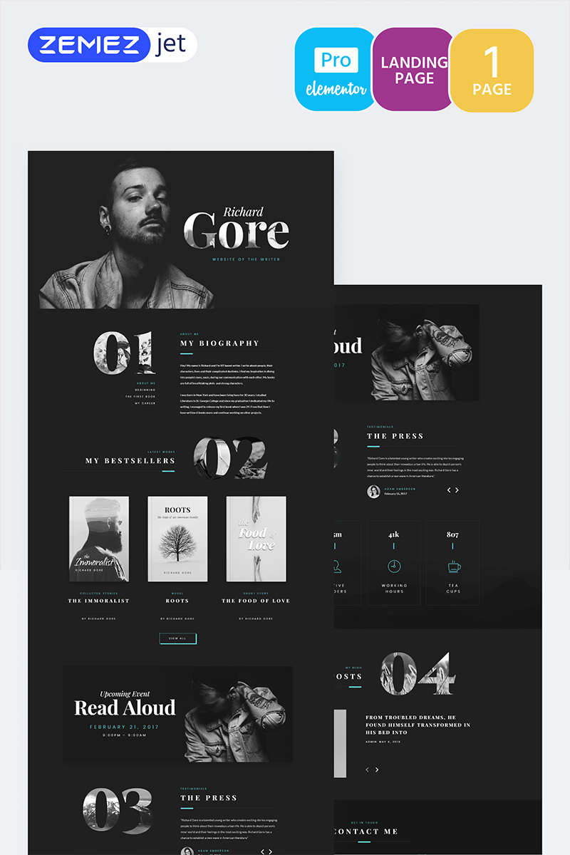 Novelistic - Writer Portfolio Pro Elementor Template - screenshot