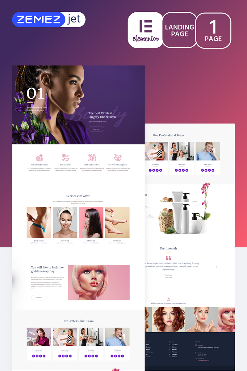 Purplex - Spa Salon Template de Elementor №70205 - captura de tela