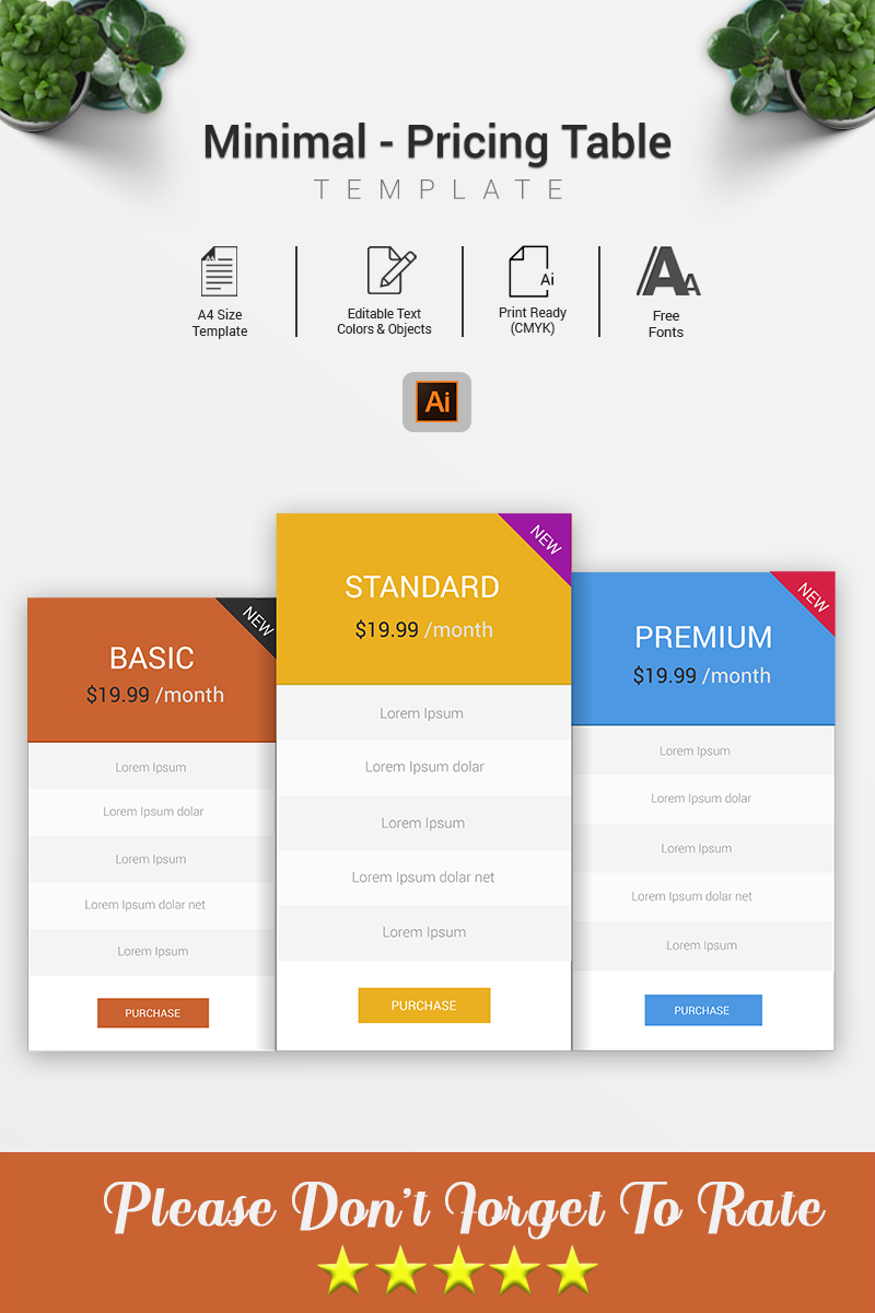Elementos De Infografía "Minimal – Pricing Table" #70485 - captura de pantalla