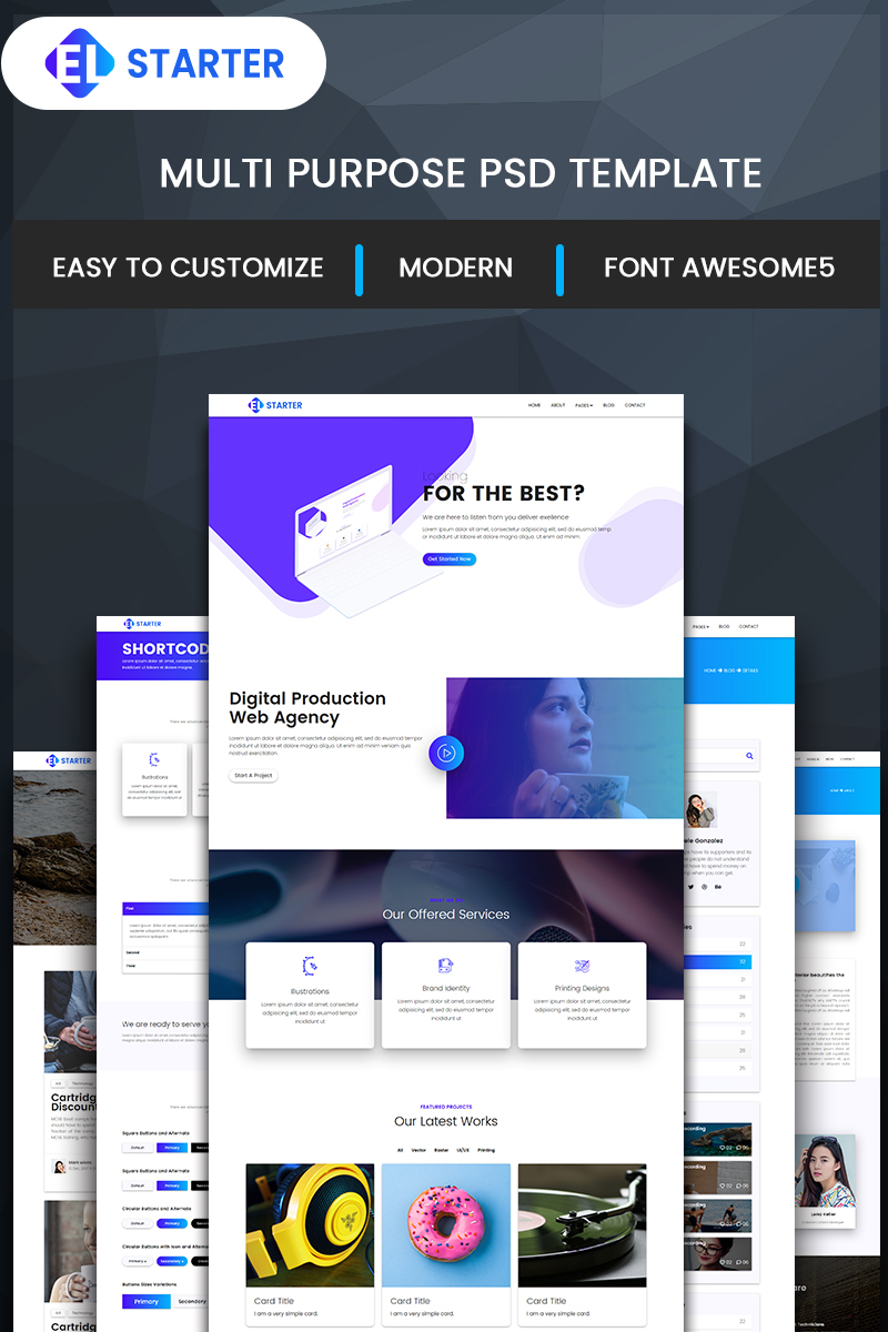 "EL-Starter PSD Template" Responsive PSD Template №70503