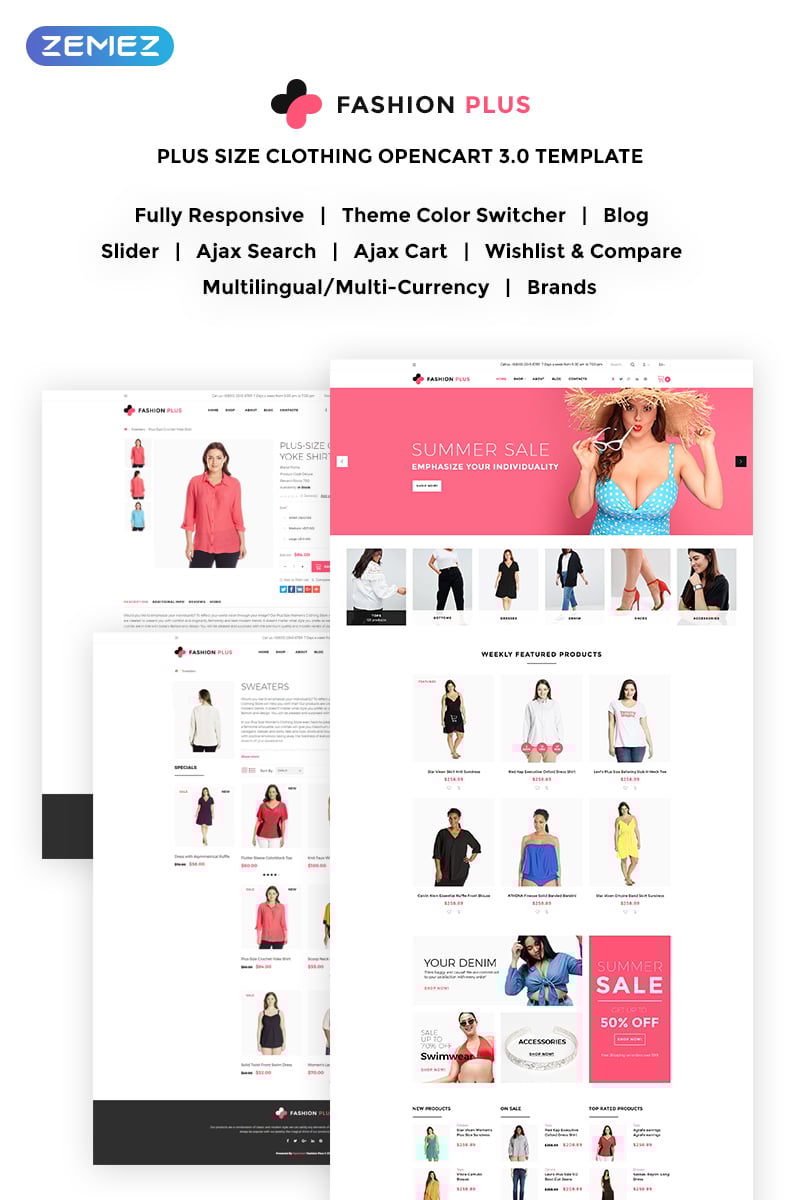 "Fashion - Clothing Store" Responsive OpenCart Template №70593