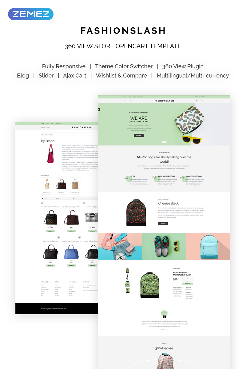 "Fashionslash - Fancy Fashion Single Product" - адаптивний OpenCart шаблон №70501