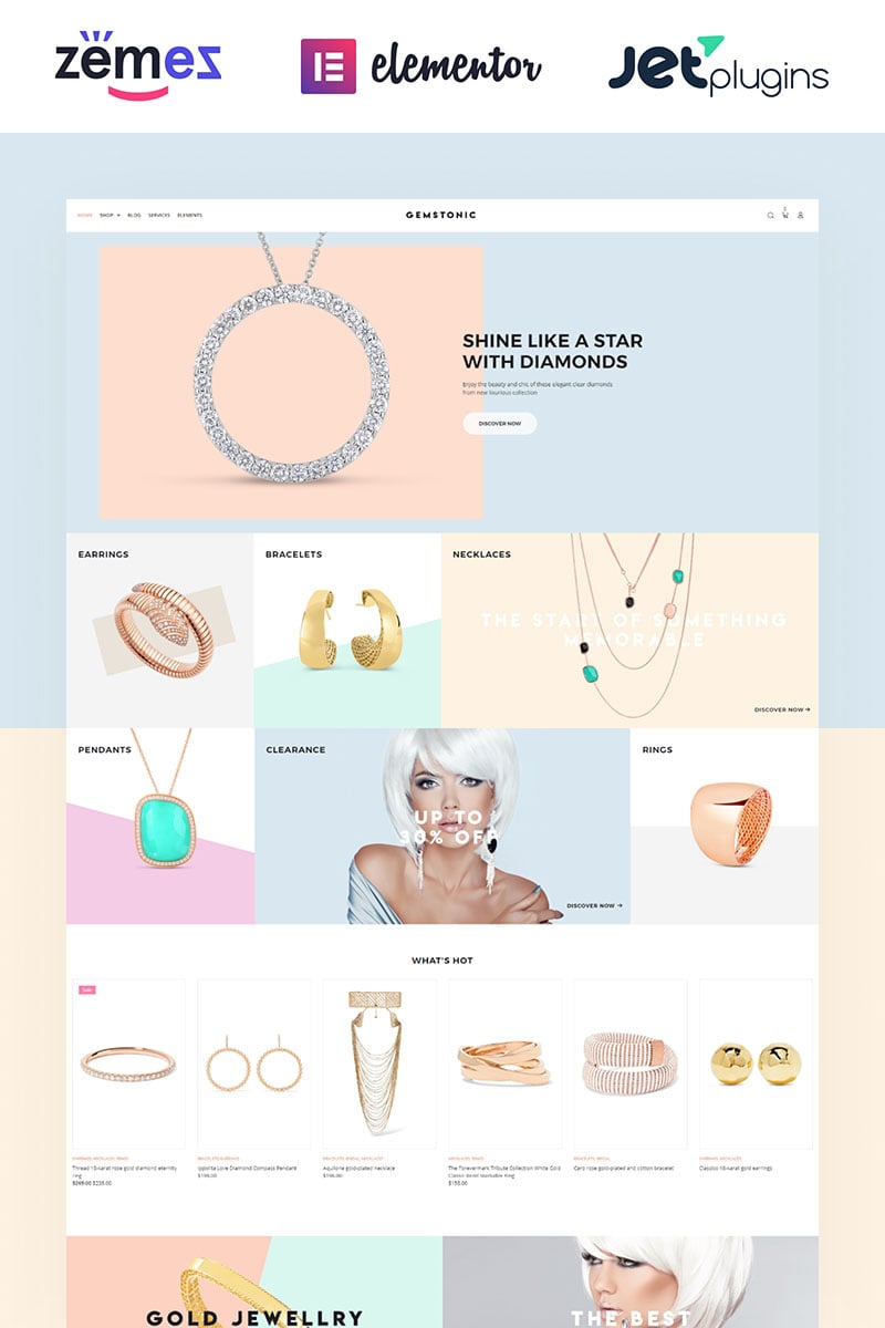 Gemstonic - Jewelry Elementor Tema WooCommerce №70584