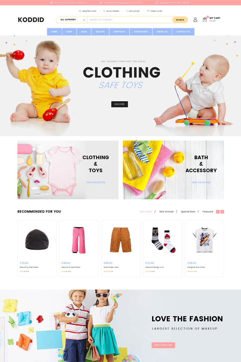 "Koddid Kids" - адаптивний WooCommerce шаблон №70531