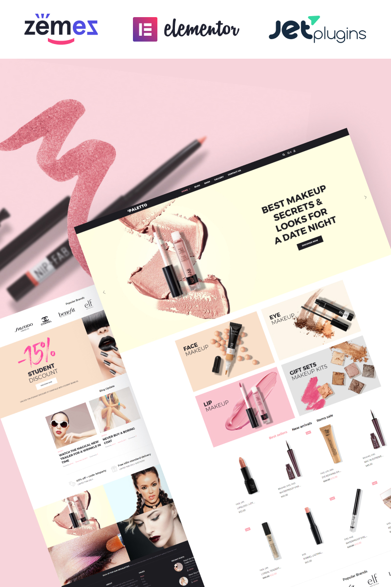 "Paletto - Cosmetic Store Elementor" thème WooCommerce adaptatif #70583
