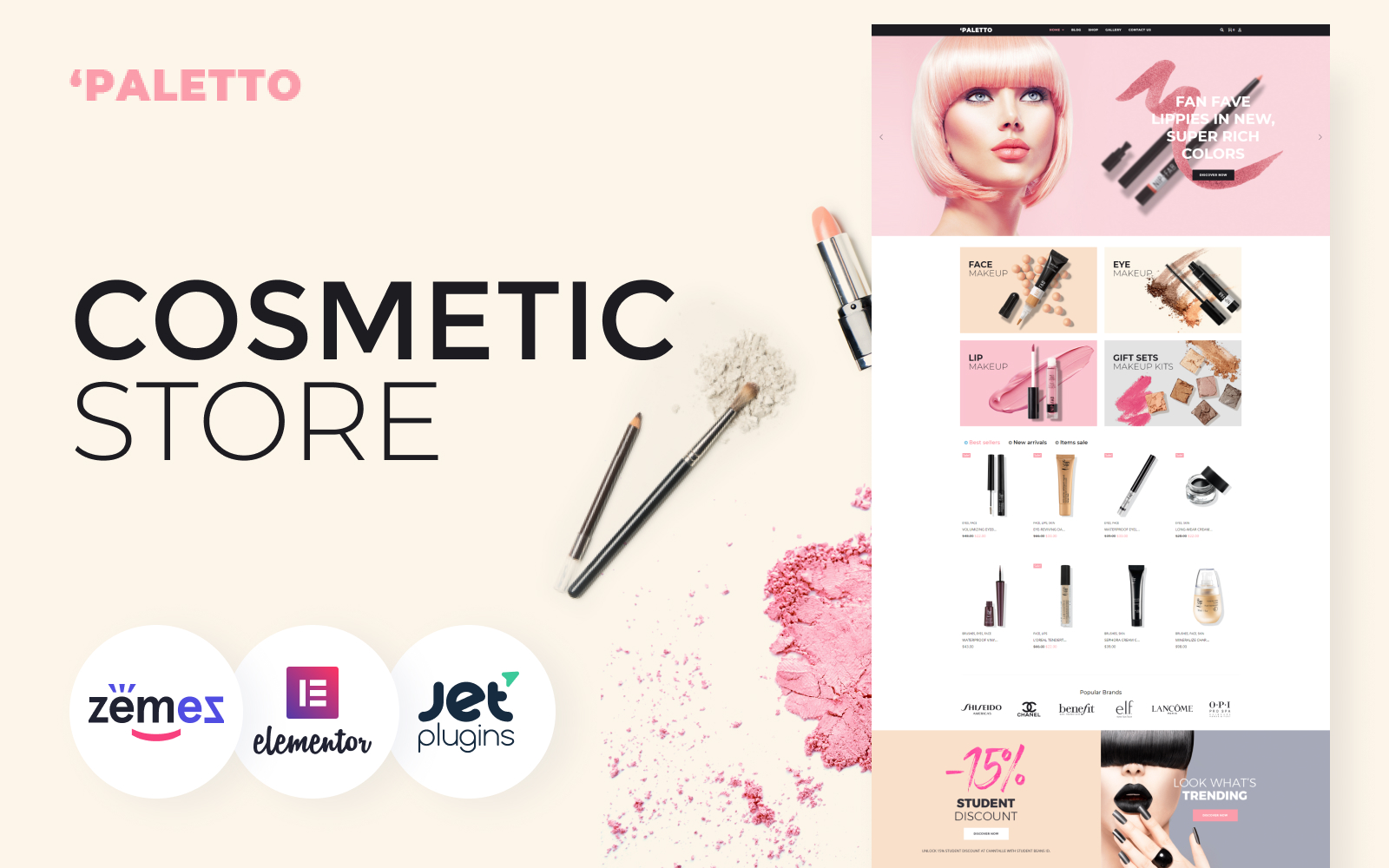 "Paletto - Cosmetic Store Elementor" 响应式WooCommerce模板 #70583
