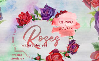 Roses Watercolor PNG Set - Illustration