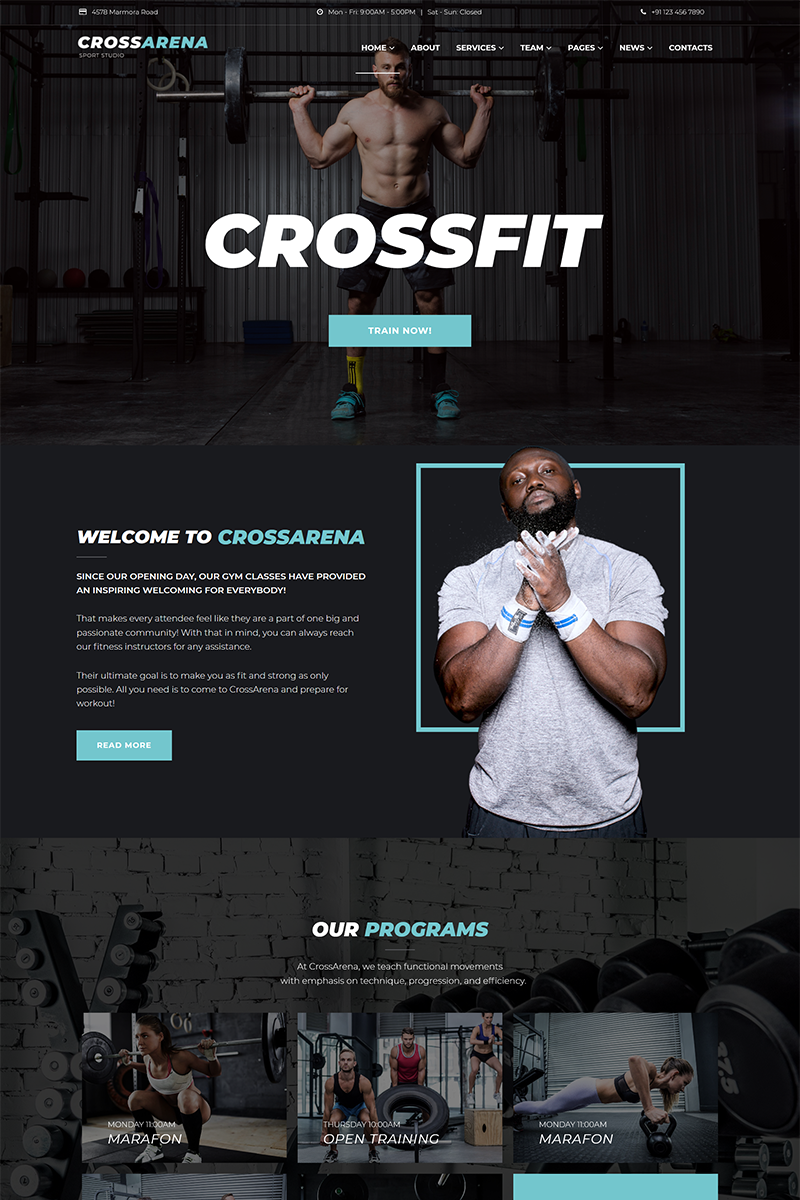 "Cross Arena - Crossfit Studio Elementor" thème WordPress adaptatif #70645