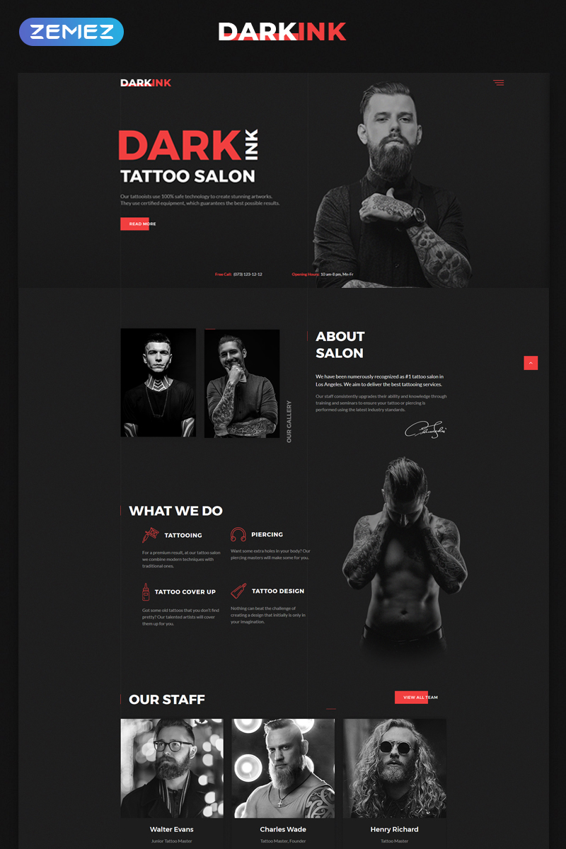 DarkInk - Tattoo Salon Multipage HTML5 №70625