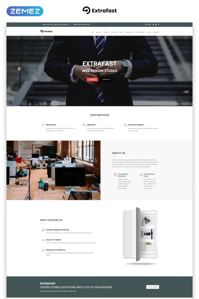 ExtraFast - Web Design Studio HTML5 Landing Page Template - screenshot