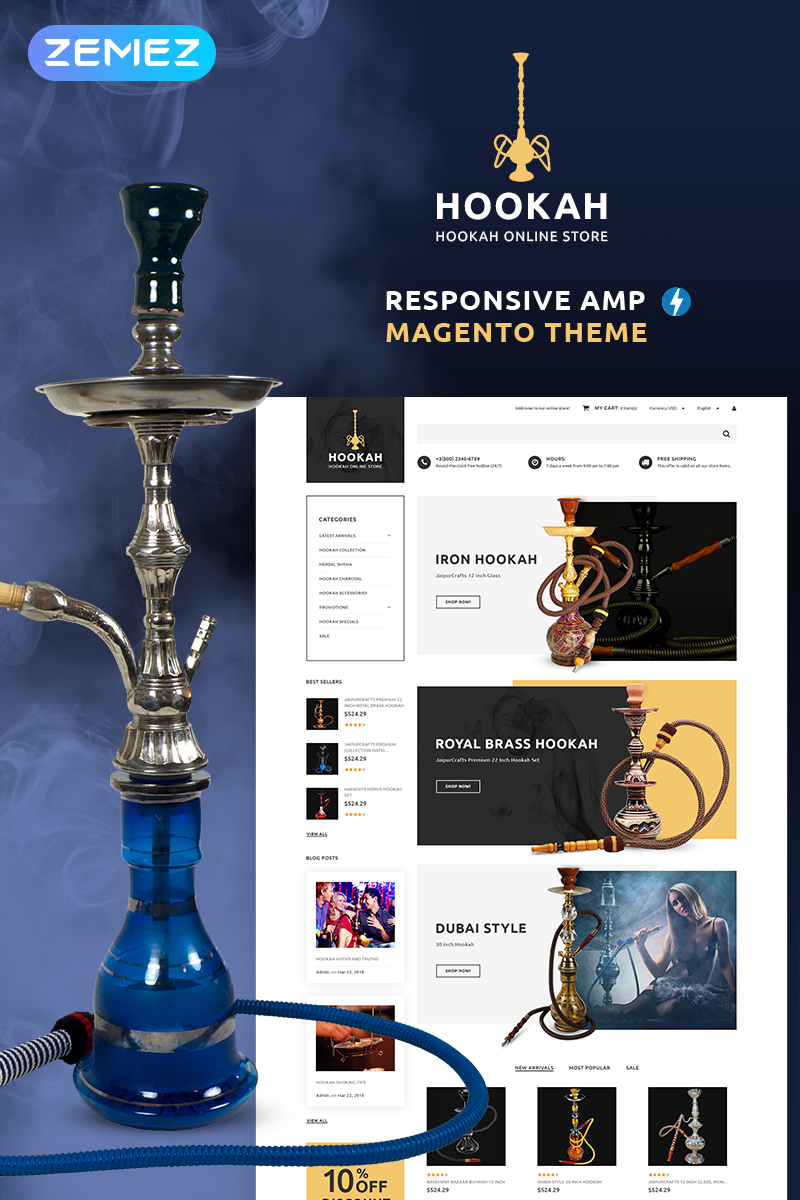 Hookah Hookah Bar Magento Theme 70673