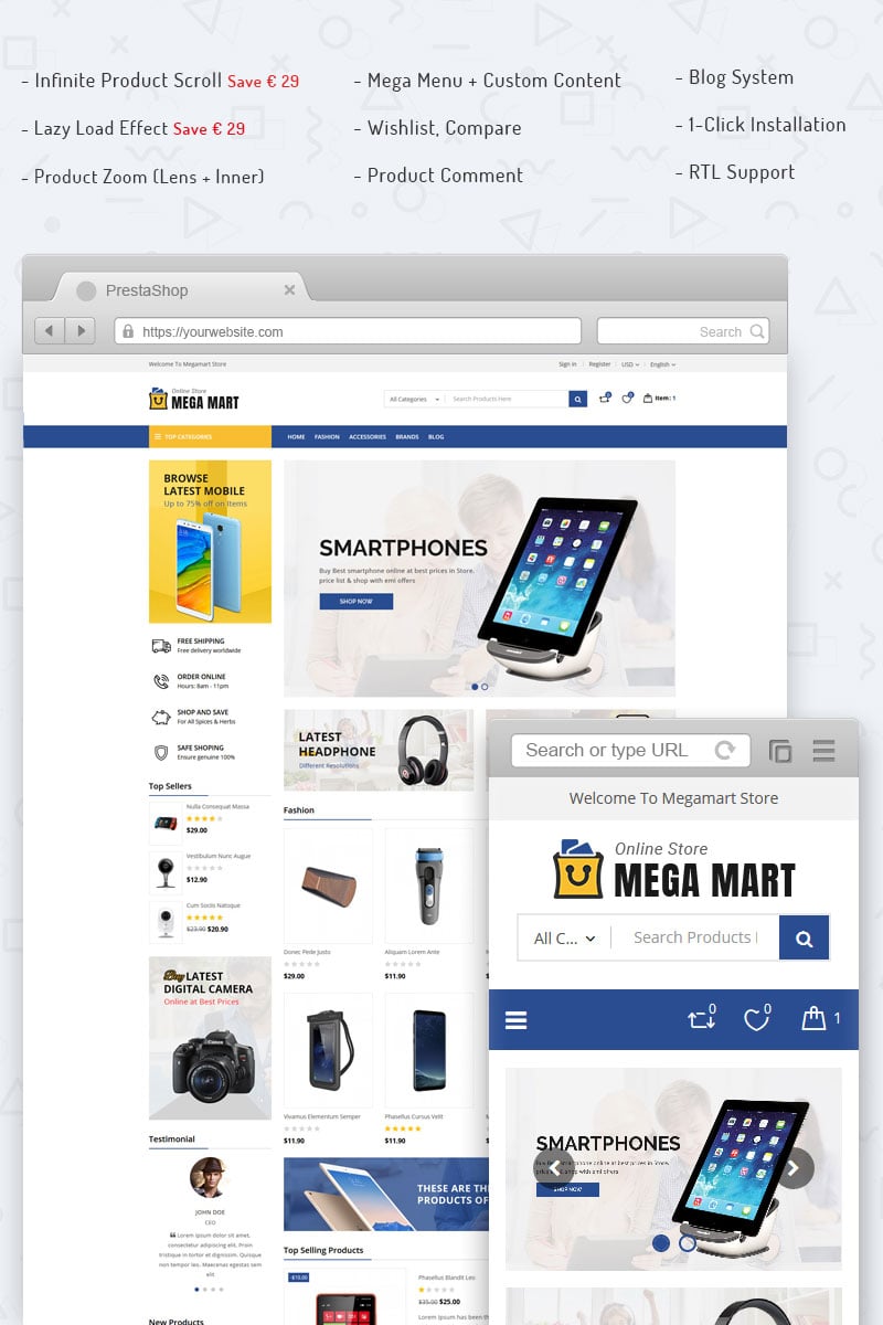 Megamart Digital Store PrestaShop Theme - screenshot