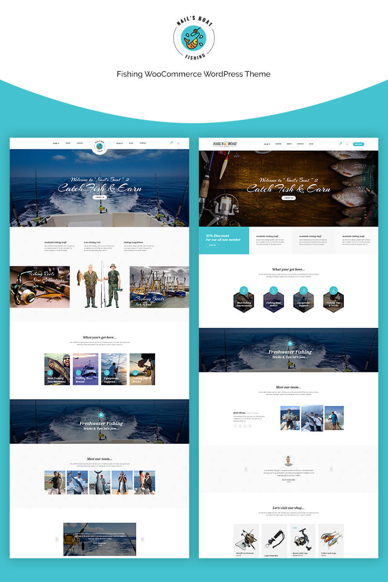 "Nailsboat - Fishing" - адаптивний WooCommerce шаблон №70667