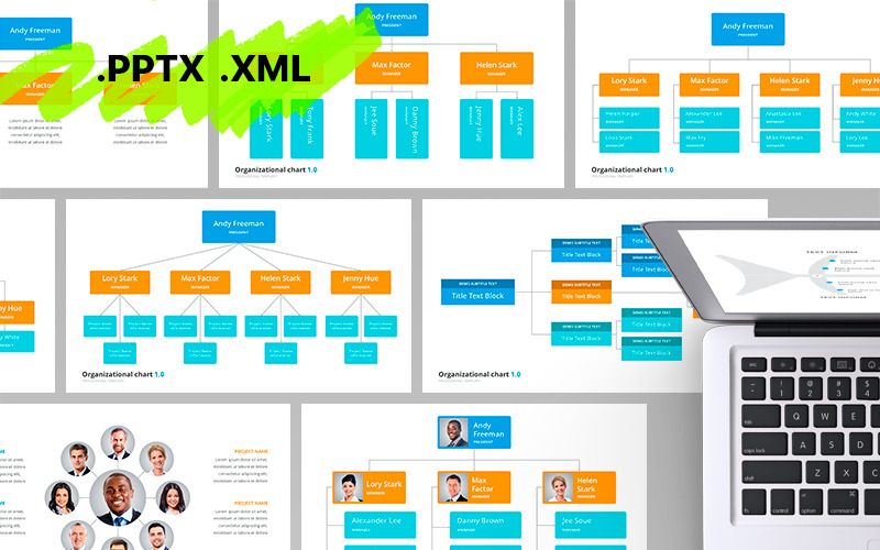Organizational Chart & Hierarchy - PowerPoint template PowerPoint Template