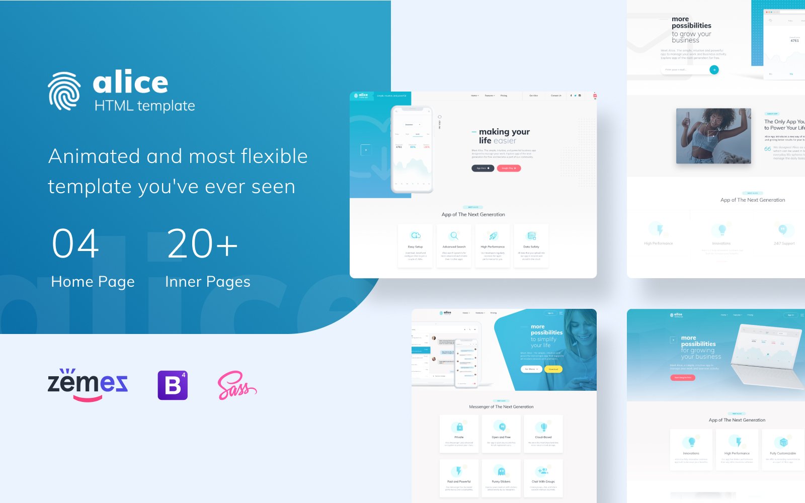 Responsive Alice - Application Multipurpose HTML5 Web Sitesi #70682