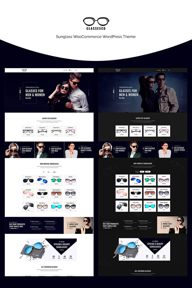 Responsivt Glassesco - Sunglass WooCommerce-tema #70662