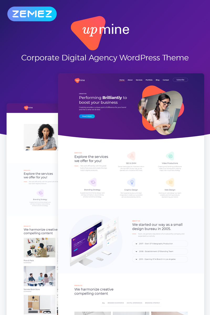 Responsywny motyw WordPress Upmine - Corporate Digital Agency Elementor #70605 - zrzut ekranu