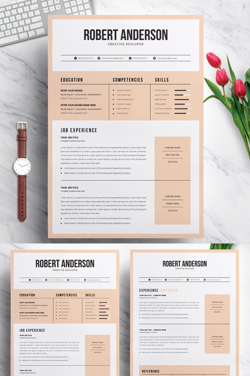 Designer & Developer Modern Resume Template #70716