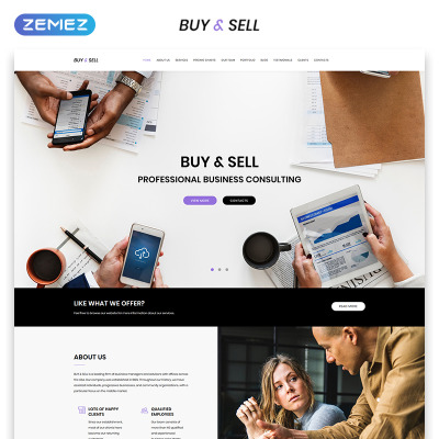 Landing Page Template namens "Buy&Sell - Bright Business Consultant HTML" #70715