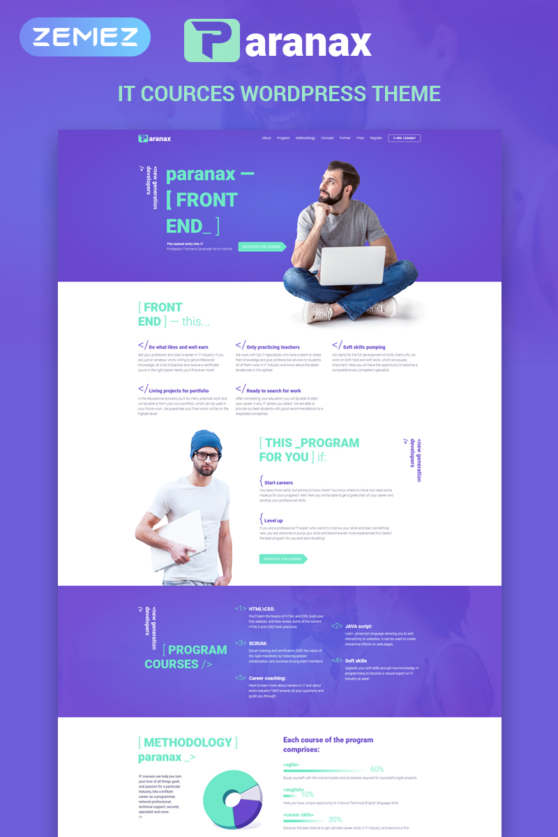 Paranax - IT Courses Elementor Tema WordPress №70710 - captura de tela