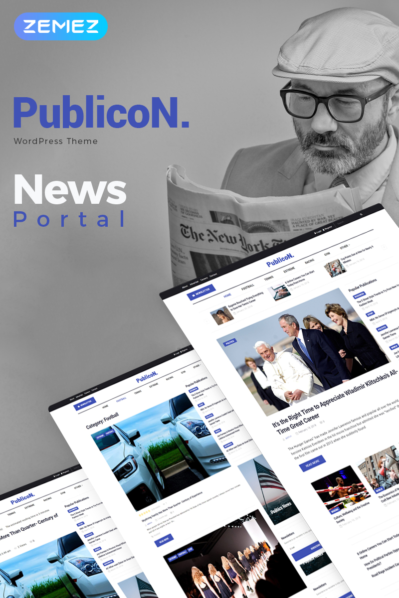 WordPress Theme namens "Publicon - News Portal Elementor" #70784