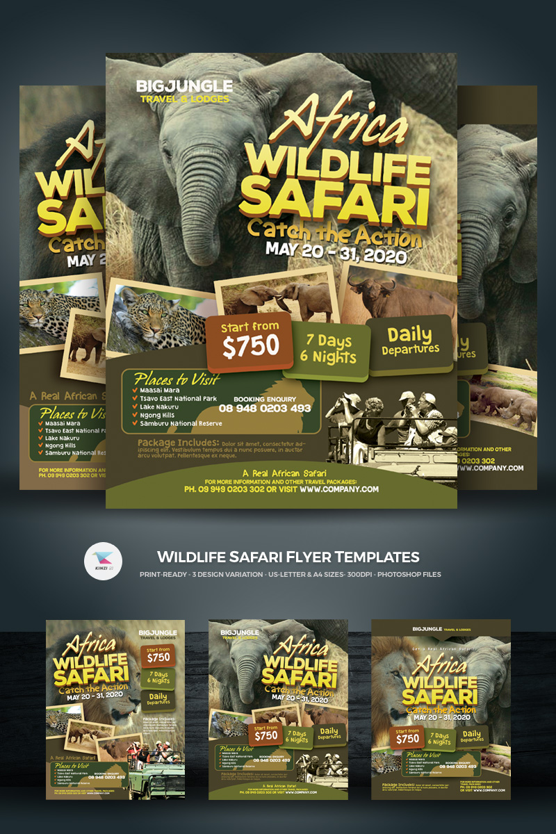 Wildlife Safari Flyers Corporate Identity Template #70806