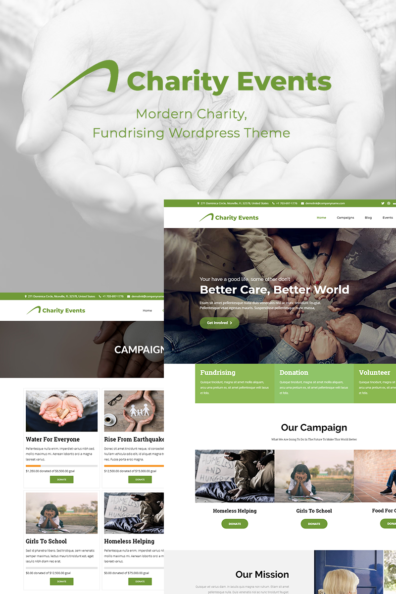 WordPress Theme namens "Charity Events - Modern Charity / Fundraising" #70816
