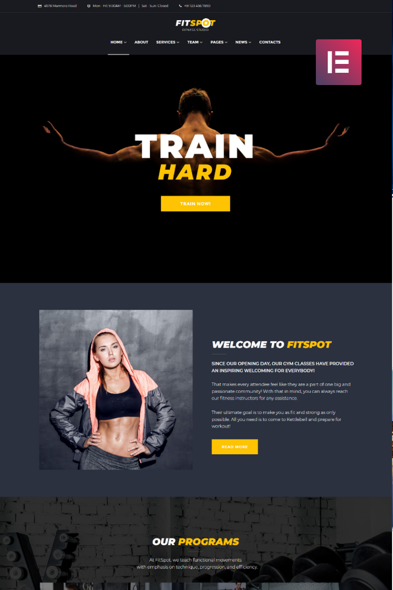 FitSpot - Fitness Studio WordPress Elementor Theme