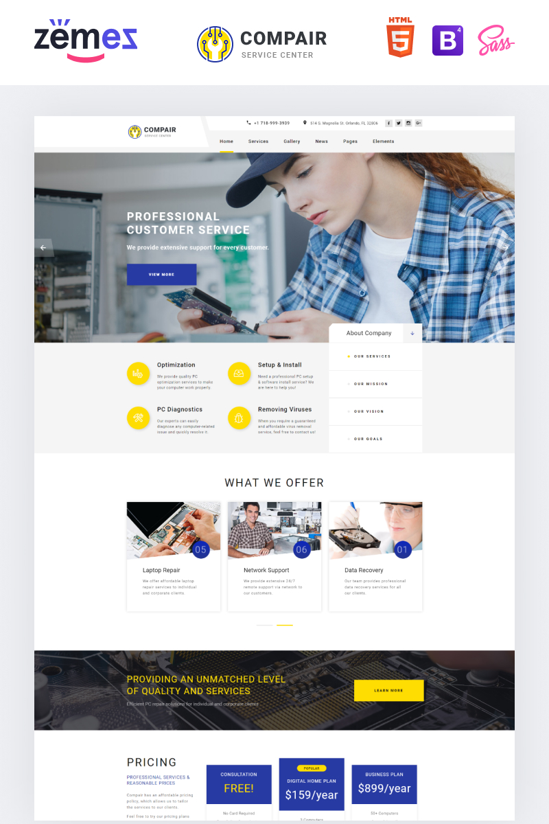 Responsive Compair - Computer Service Multipage HTML5 Web Sitesi #70945