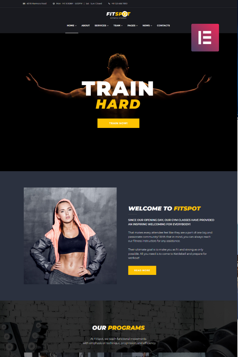 Responsywny motyw WordPress FitSpot - Fitness Studio Elementor #70901