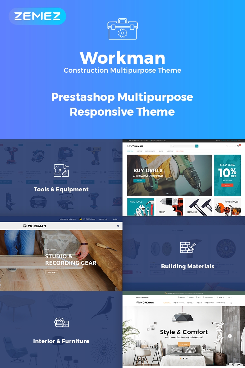 Responsywny szablon PrestaShop Workman - Construction Multipurpose #70928 - zrzut ekranu