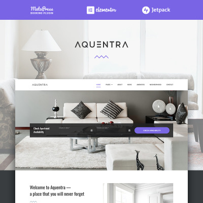 WordPress шаблон "Aquentro - Single Property Rental" #70966