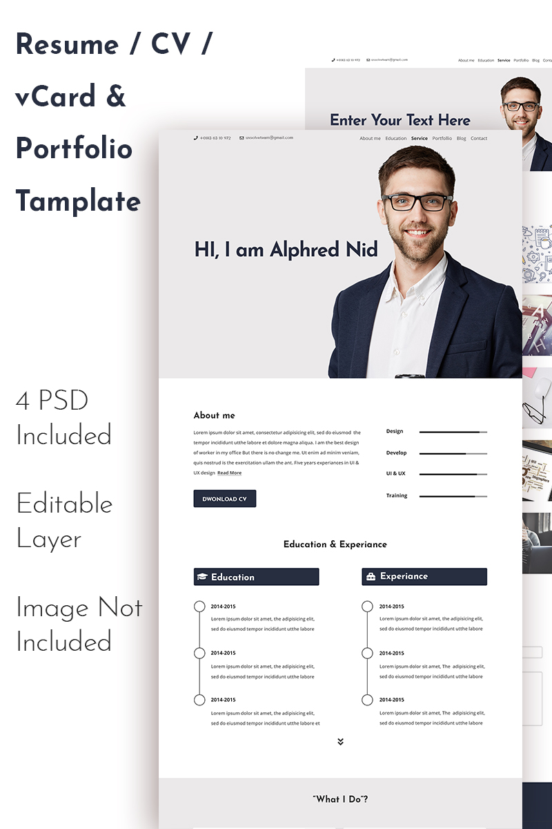 alphred nid cv    resume    personal portfolio psd template  71035