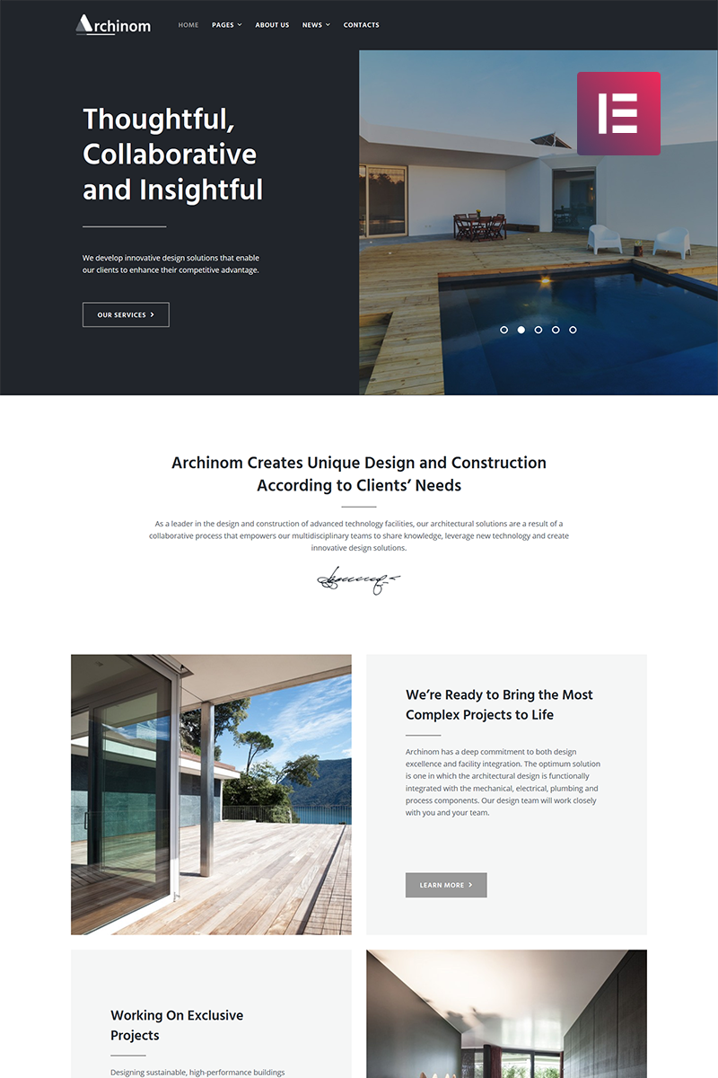 Archinom - Architect Elementor WordPress Theme - screenshot