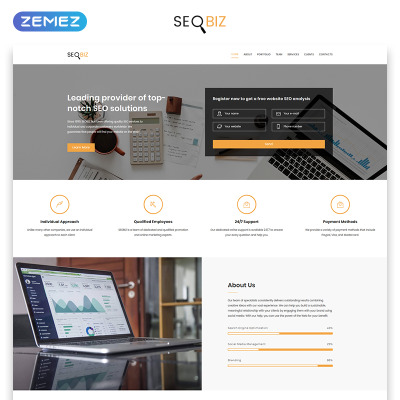 Landing Page Template namens "SEO Biz Modern HTML" #71025