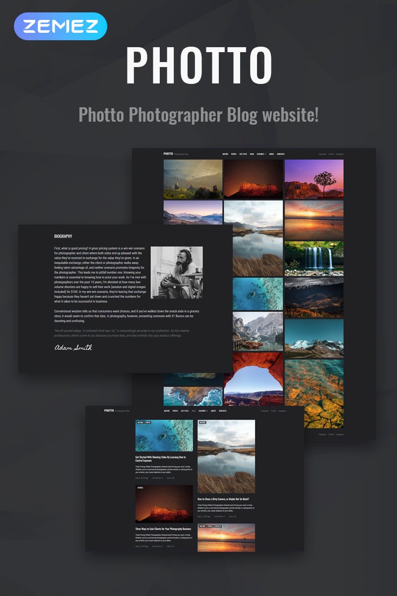 Photto - Photographer Blog Elementor №71021 - скриншот