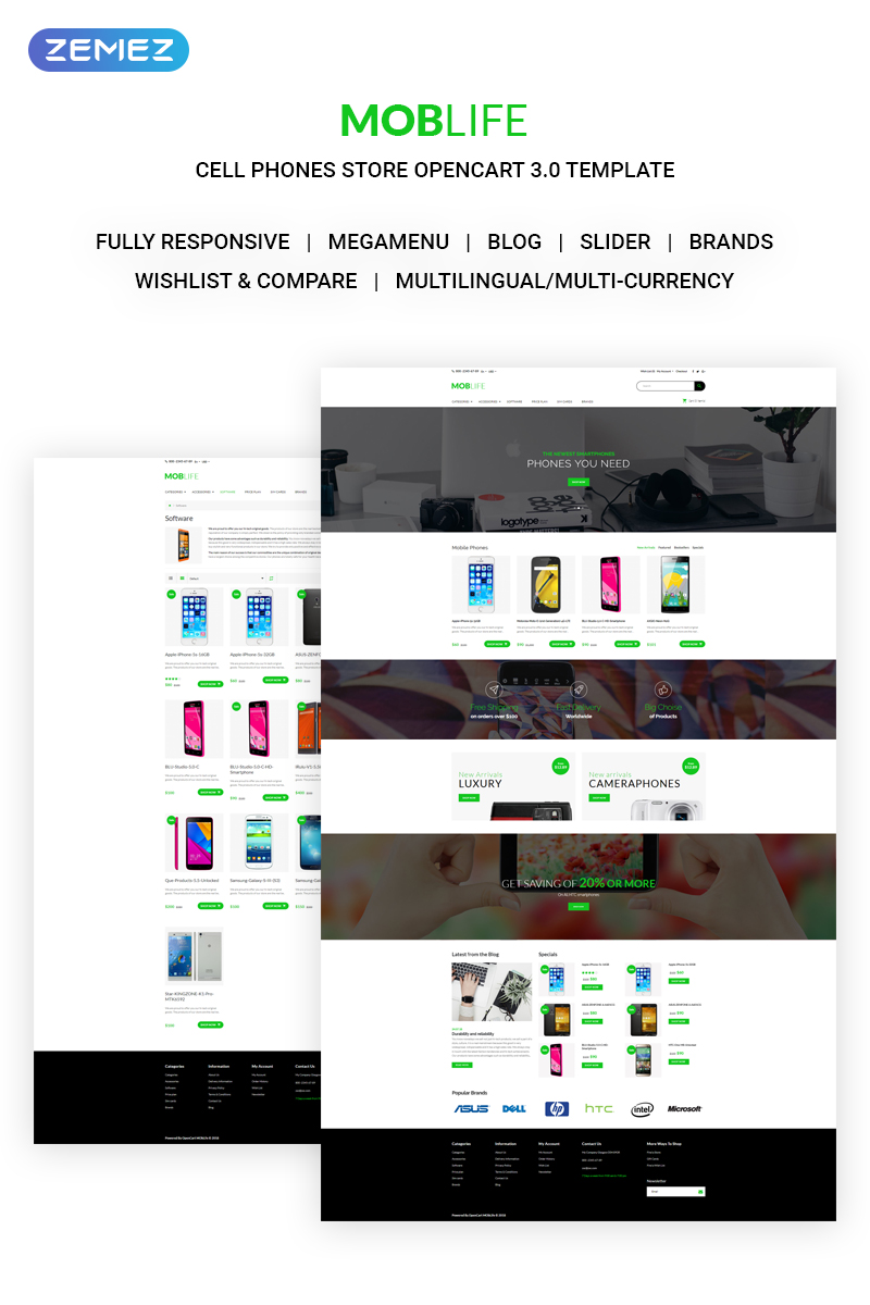 Responsive MobLife - Cell Phones Store Opencart #71034 - Ekran resmi