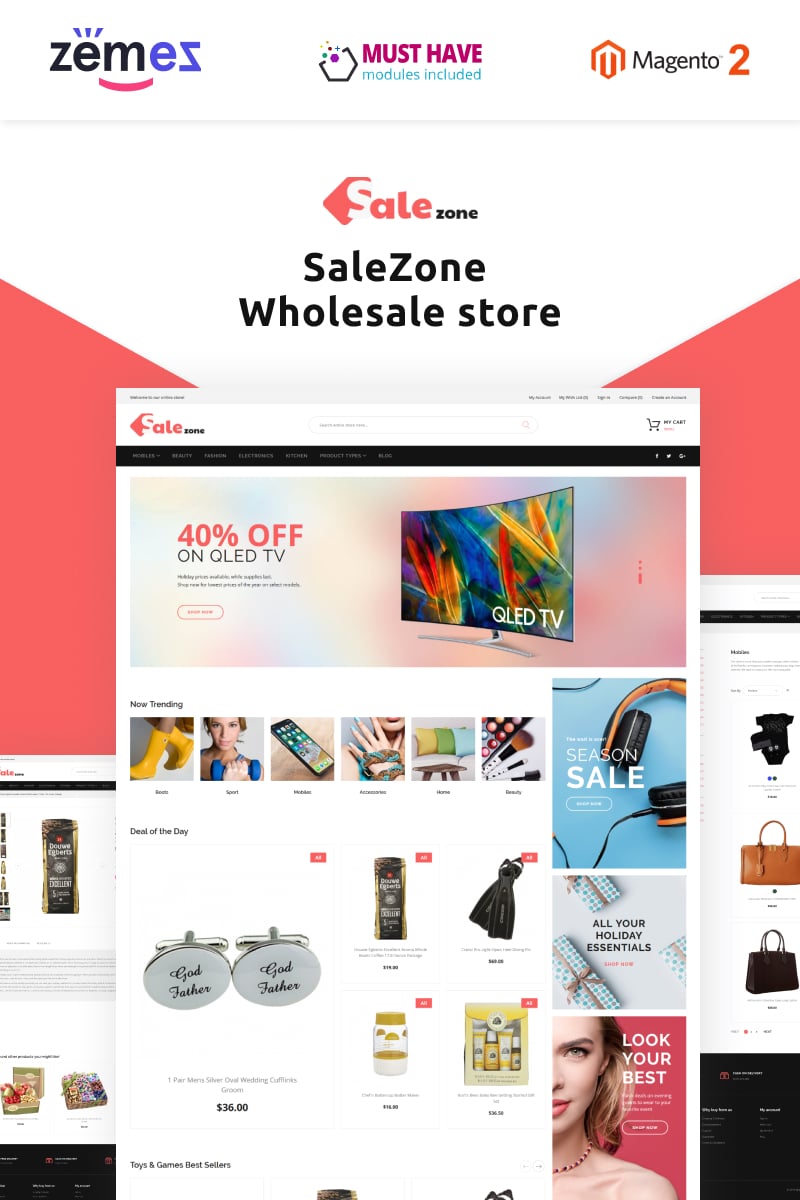 "SaleZone - Wholesale eCommerce" Responsive Magento Thema №71020