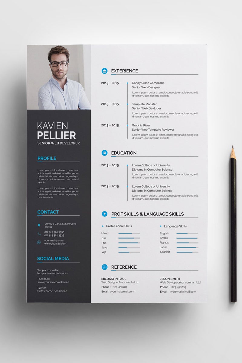 Template CV #71008 "Clean and Creative Kavien Pellier" - screenshot