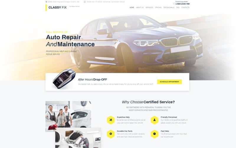 Classy Fix - Car Repair WordPress Elementor Theme WordPress Theme