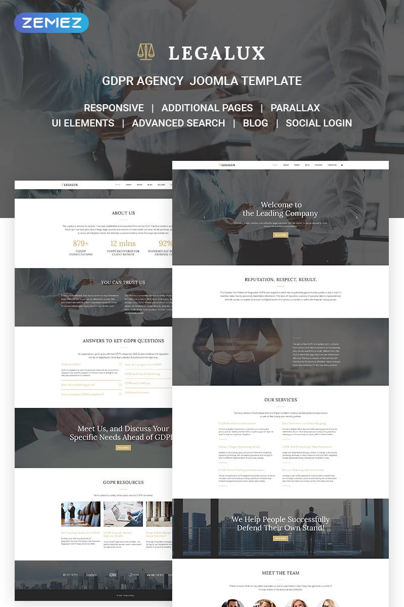 Joomla Vorlage namens "Legalux - GDPR Agency" #71186