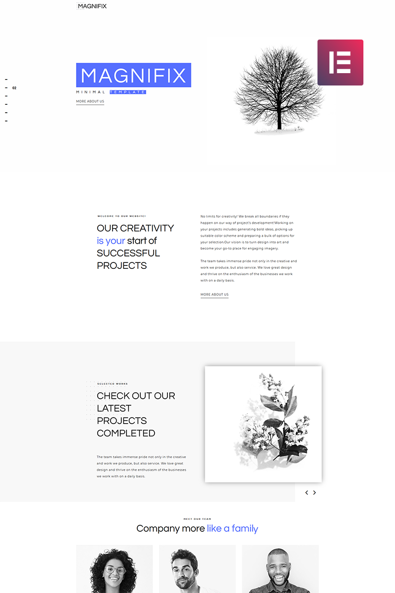 Modello WordPress #71198 "Magnifix - Creative Minimal Elementor" - screenshot