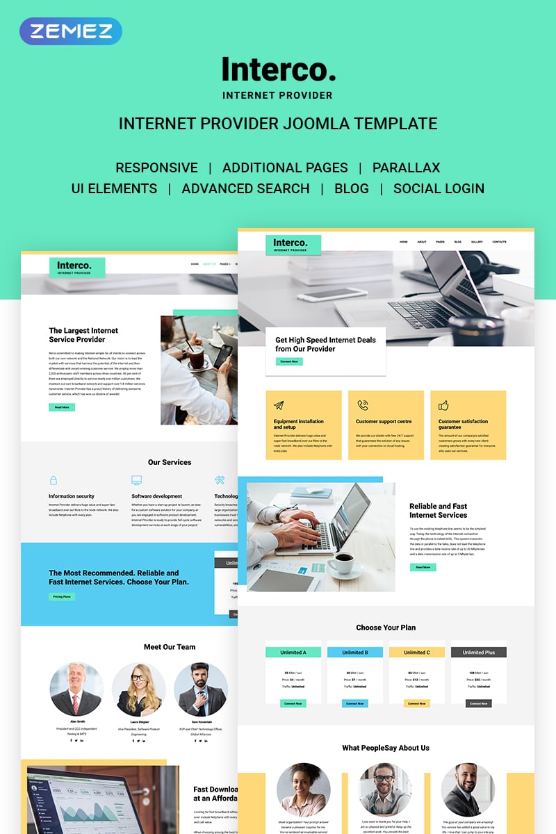 Reszponzív Interco Internet - Provider Joomla sablon 71167