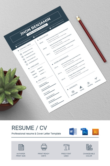 Template #71205 Clean Resume Webdesign Template - Logo template Preview