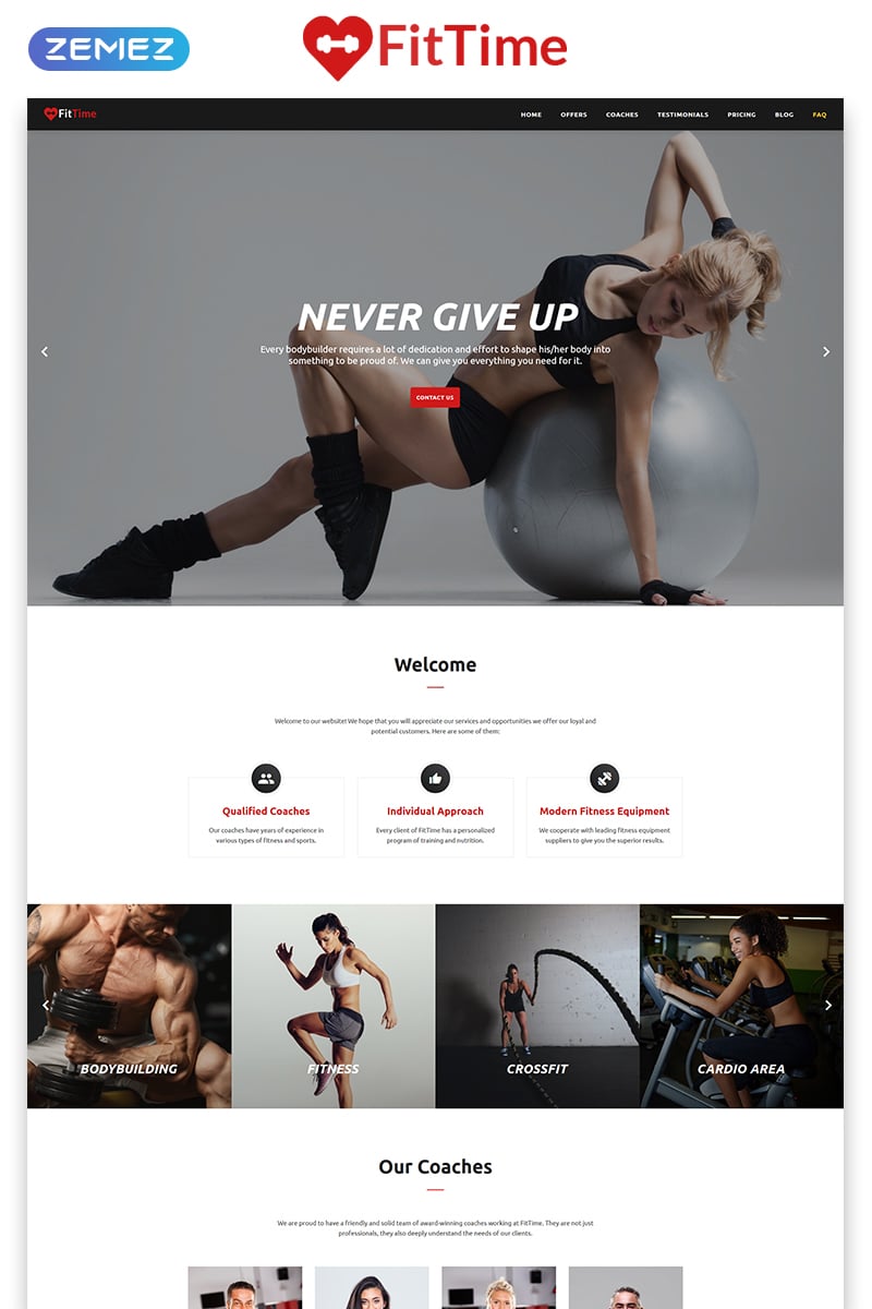 "FitTime - Fitness Studio Responsive HTML5" Responsive Landingspagina Template №71255 - screenshot