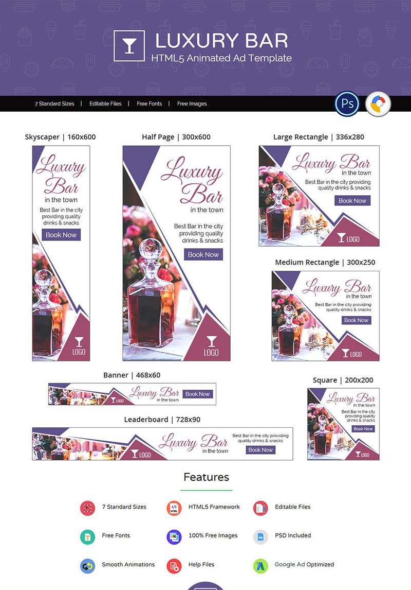 Food Restaurant Luxury Bar Animated Banner 71260