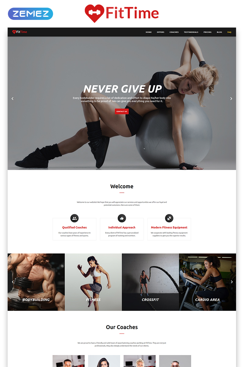 Responsive FitTime - Fitness Studio Responsive HTML5 Açılış Sayfası #71255 - Ekran resmi